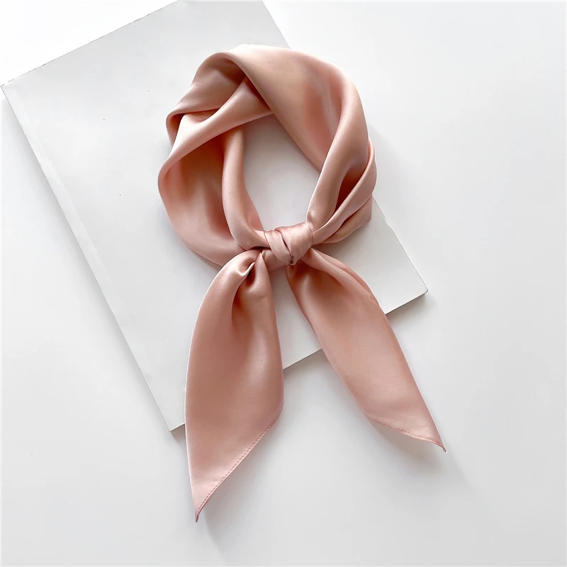 2022 популярный Шелковый атласный шарф женский однотонный 70 см галстук на шею