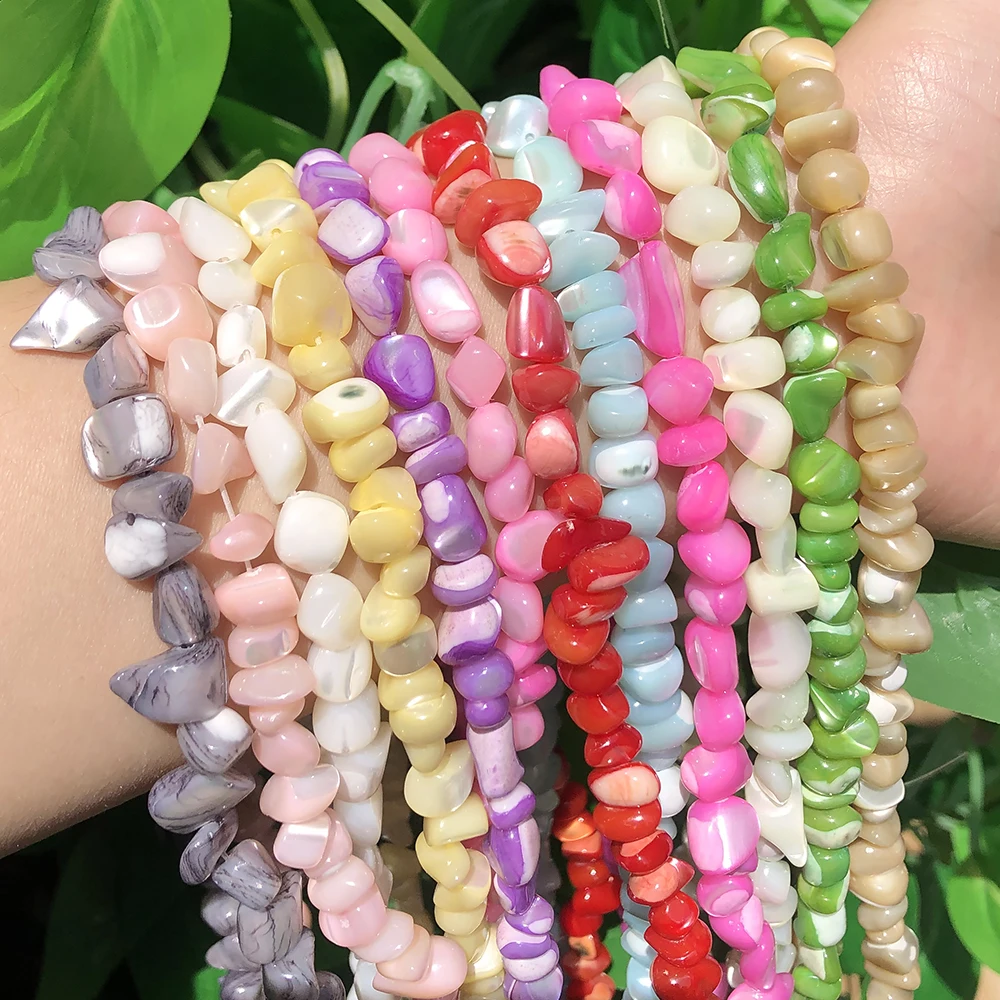 

Colorful Irregular Mop Mother of Pearl Natural Shell Loose Spacer Beads for Jewelry Making DIY Charm Bracelet Necklace 15inch