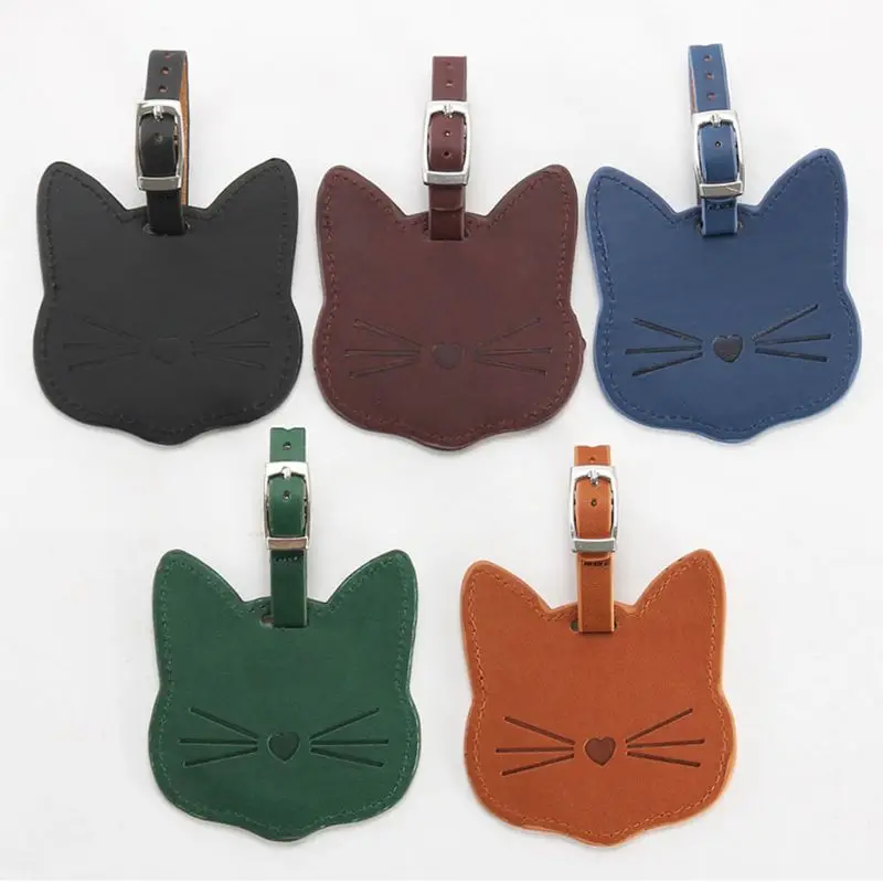 

Cute for CAT Suitcase Luggage Tags Name Address Holder Identifier Label Tag with Strap Gift