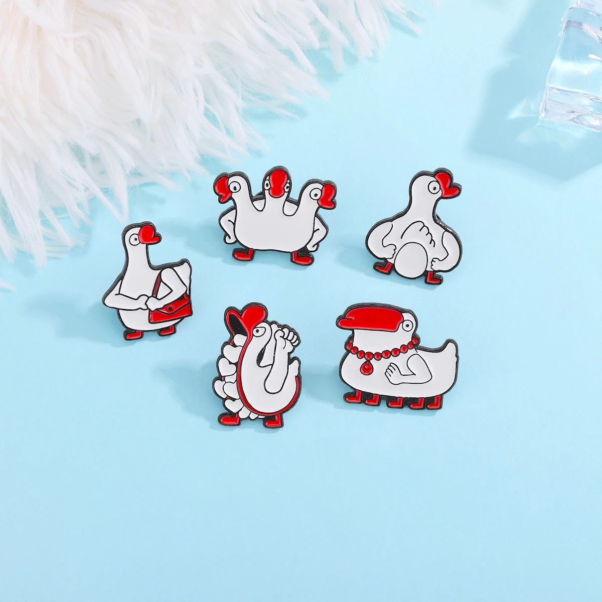 Милые броши с животными трехголовая утка сердце любви большой белый гусь леди