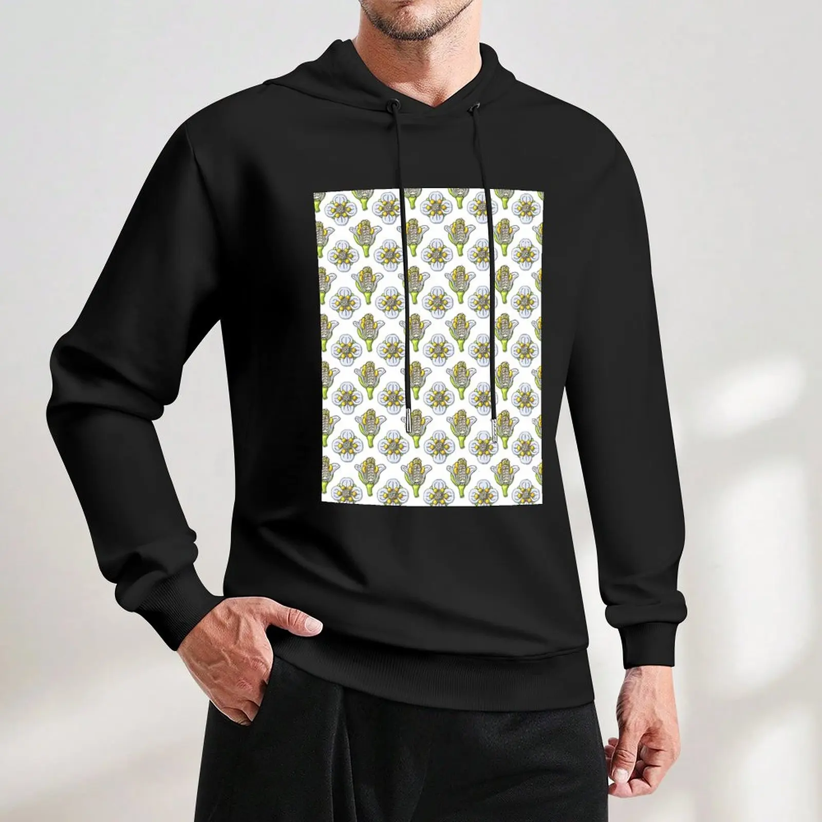 Arabidopsis thaliana Flower Anatomy Illustration Pattern Пуловер с капюшоном уличная одежда мужской зимний