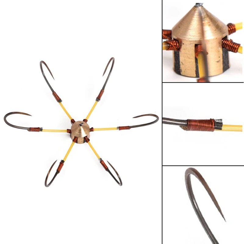 

6 Claws Copper Hexagon Side Anchor Hook Blade Hair Hook Crab Hook