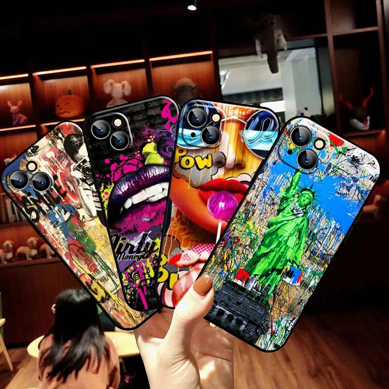 

Street Graffiti Oil Painting For Apple iPhone 13 12 11 Pro Max 13 12 Mini X XR XS Max SE 5 6 6S 7 8 Plus Phone Case Soft Funda