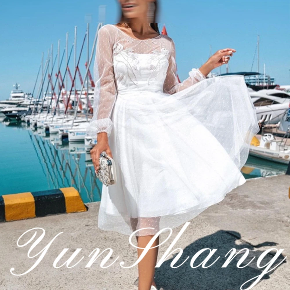 YunShang очаровательный элегантный свадебный халат длиной до колена с длинными