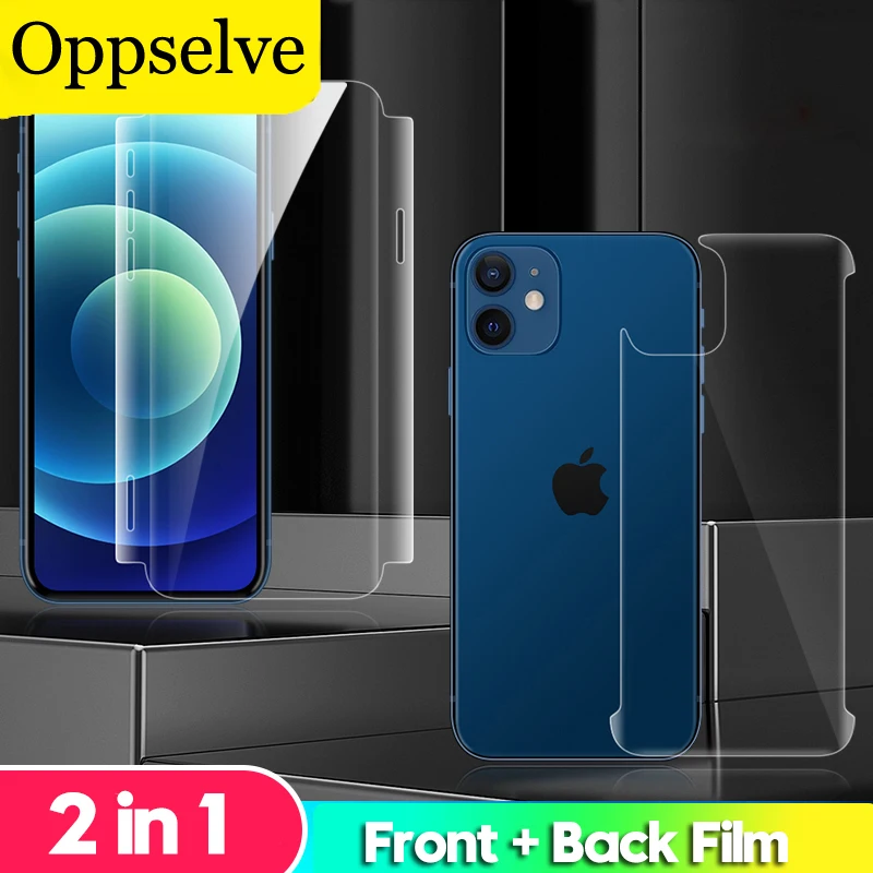 

360 Full Cover Hydrogel Film for iPhone 11 12 Pro Max X XR XS Max Soft Front Back Screen Protector for iPhone 7 8 Plus 12Mini
