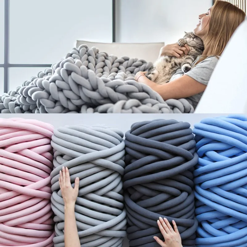 

250g Super Soft Washable Knitting Yarn Cotton DIY Giant Wool Bulky Chunky Yarn for Arm Knitting Sofa Bed Cushion Blanket Pet Bed