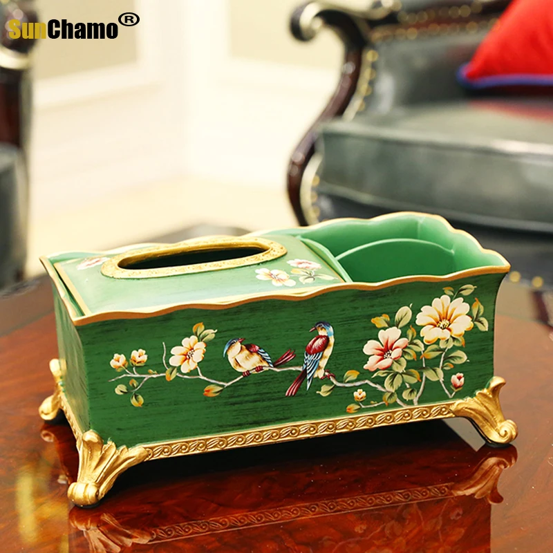 European Multifunctional Tissue Box Decoration Ornaments Light Luxury Home Living Room Coffee Table Drawer Boxes Remote Control