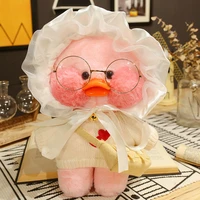 30cm diy lalafanfan duck cafe mimi duck kawaii doll cartoon duck plush stuffed soft pillow figure toys for kid birthday gift