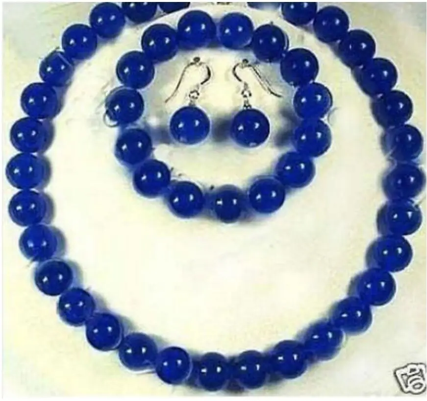 

new hot 10MM Sapphire Necklace bracelet earrings set