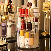 acrylic makeup organizer 360 degree rotating capacity cosmetic storage box cosmetic display cases makeup lipstick holder