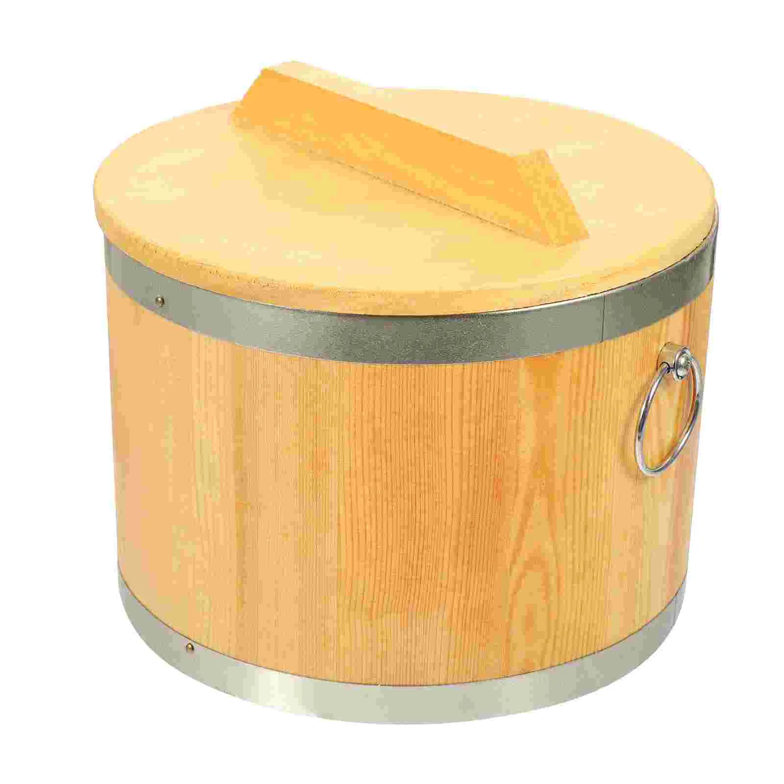 

Sushi Barrel Wooden Rice Cooked Holder Container Lidded Mixing Tub Serving Bucket Storage Bowl Beancurd Jelly Bread