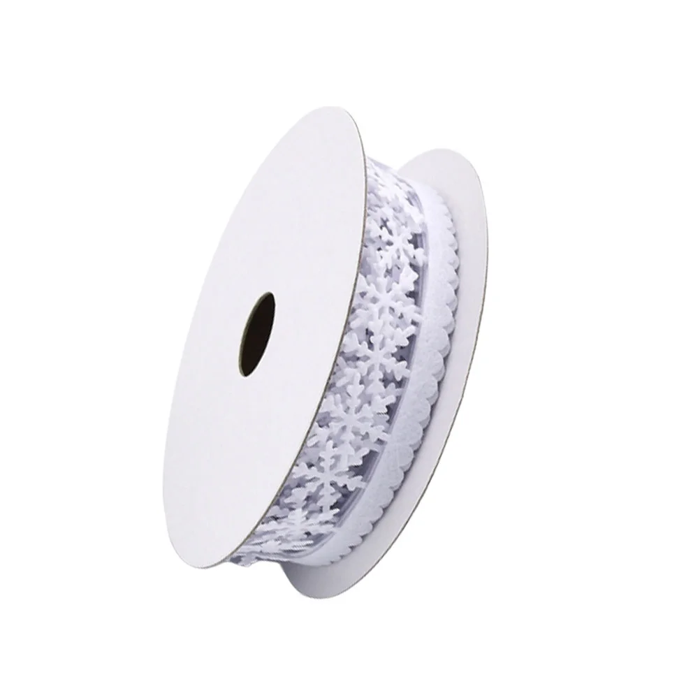 

Ribbon Christmas Snowflakelace Gift Decoration Wrappingcraft Tree Diy Decorative Trim White Sewing Satin Bead Band Ornament