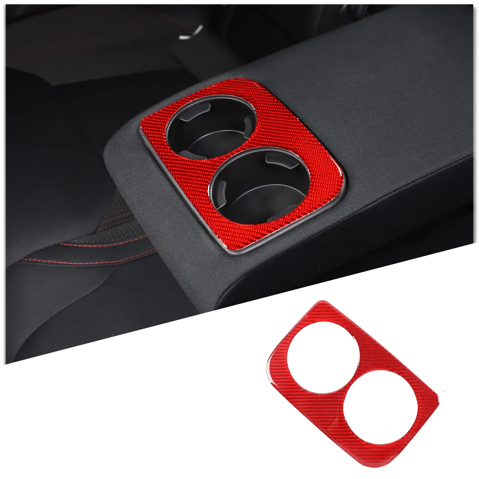 

Soft Carbon Fiber Rear Drain Cup Holder Panel Trim Sticker Car Interior Accessories