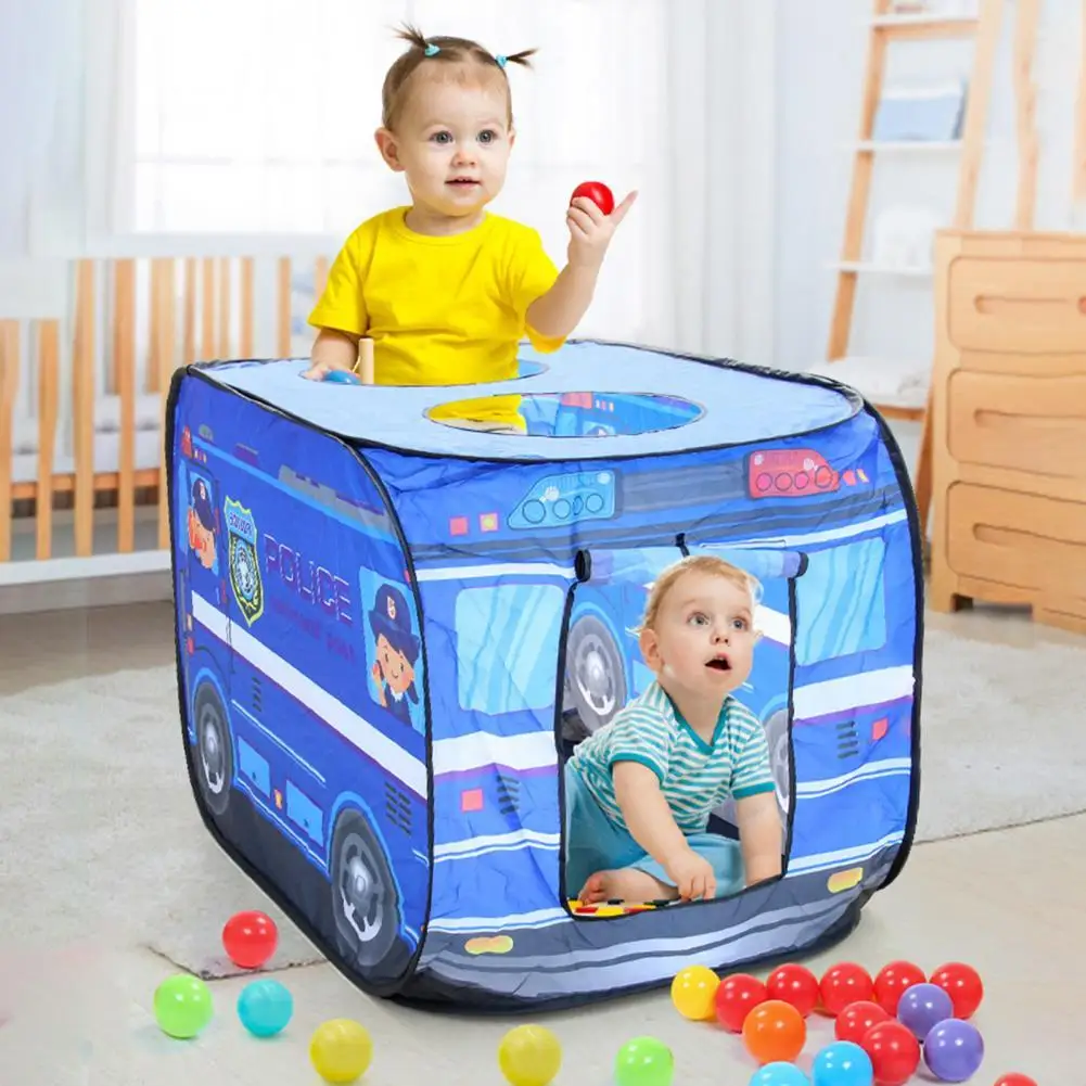 

Double Skylights Lightweight Foldable Fire Truck Police Car School Bus Kid Game House Kid Playtent Birthday Gift