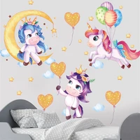 new cartoon crown unicorn moon balloon star cloud wall stickers living room bedroom kids room decoration painting home poster