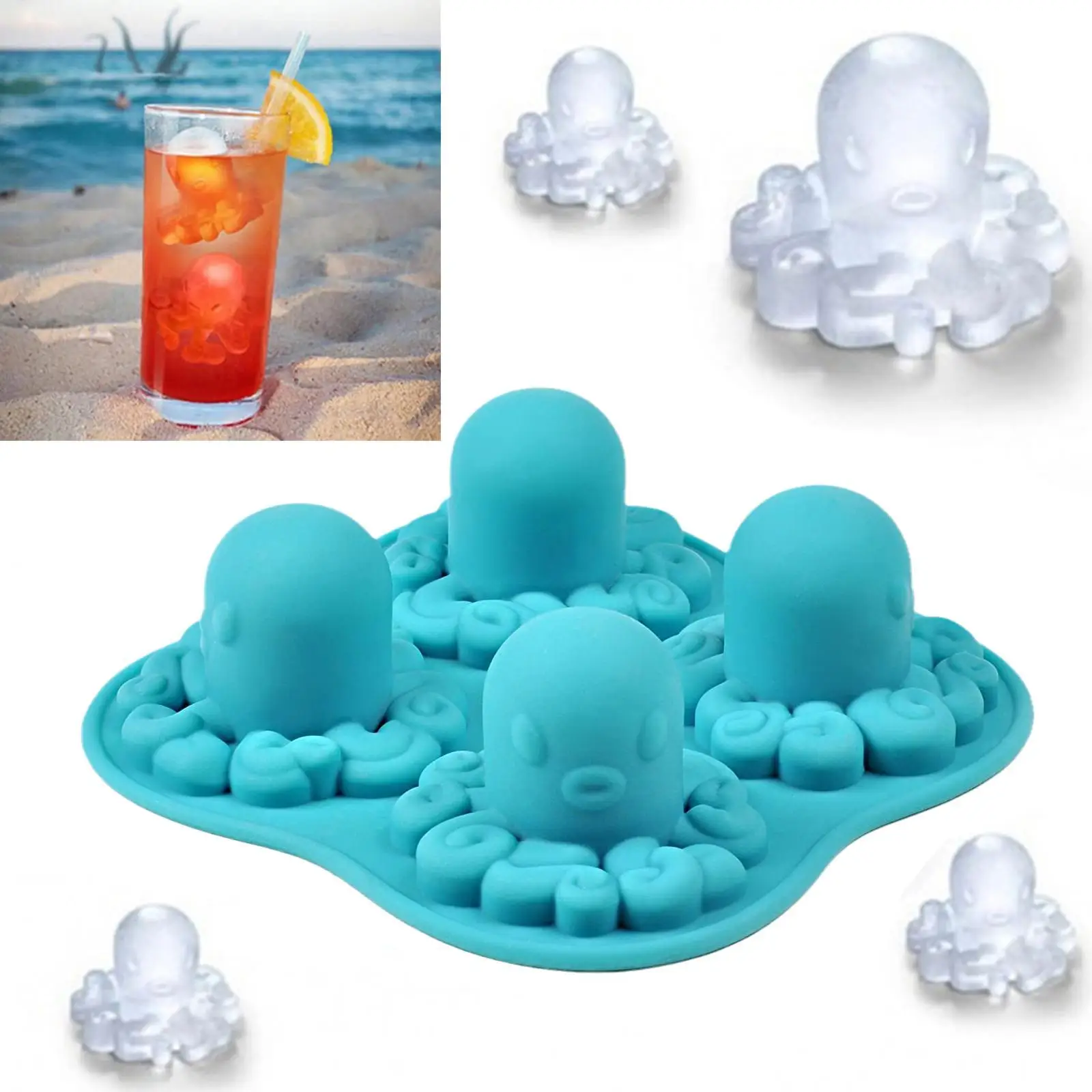 

Ice Cube Octopus Shape Chocolate Mould Tray Ice Cream DIY Tool Whiskey Wine Cocktail Ice Cube 3D Silicone Mold Kitchen Home