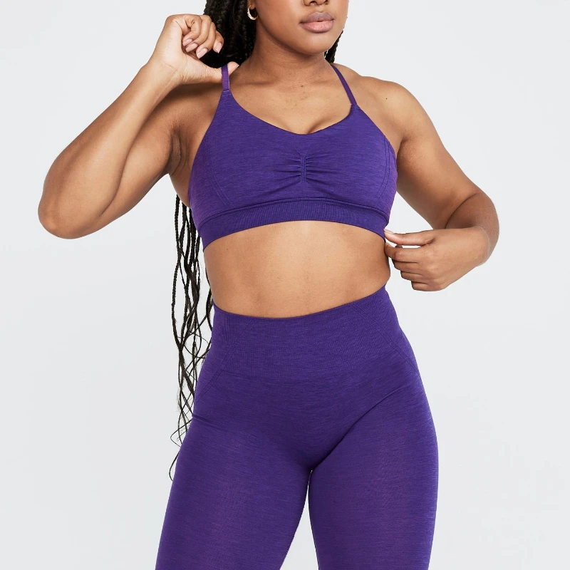 2 Pieces Gym Set Effortless Seamless Yoga Set Women Sports Bra High Waist Leggings Fitness Clothing Femme Sportswear Sports Suit
