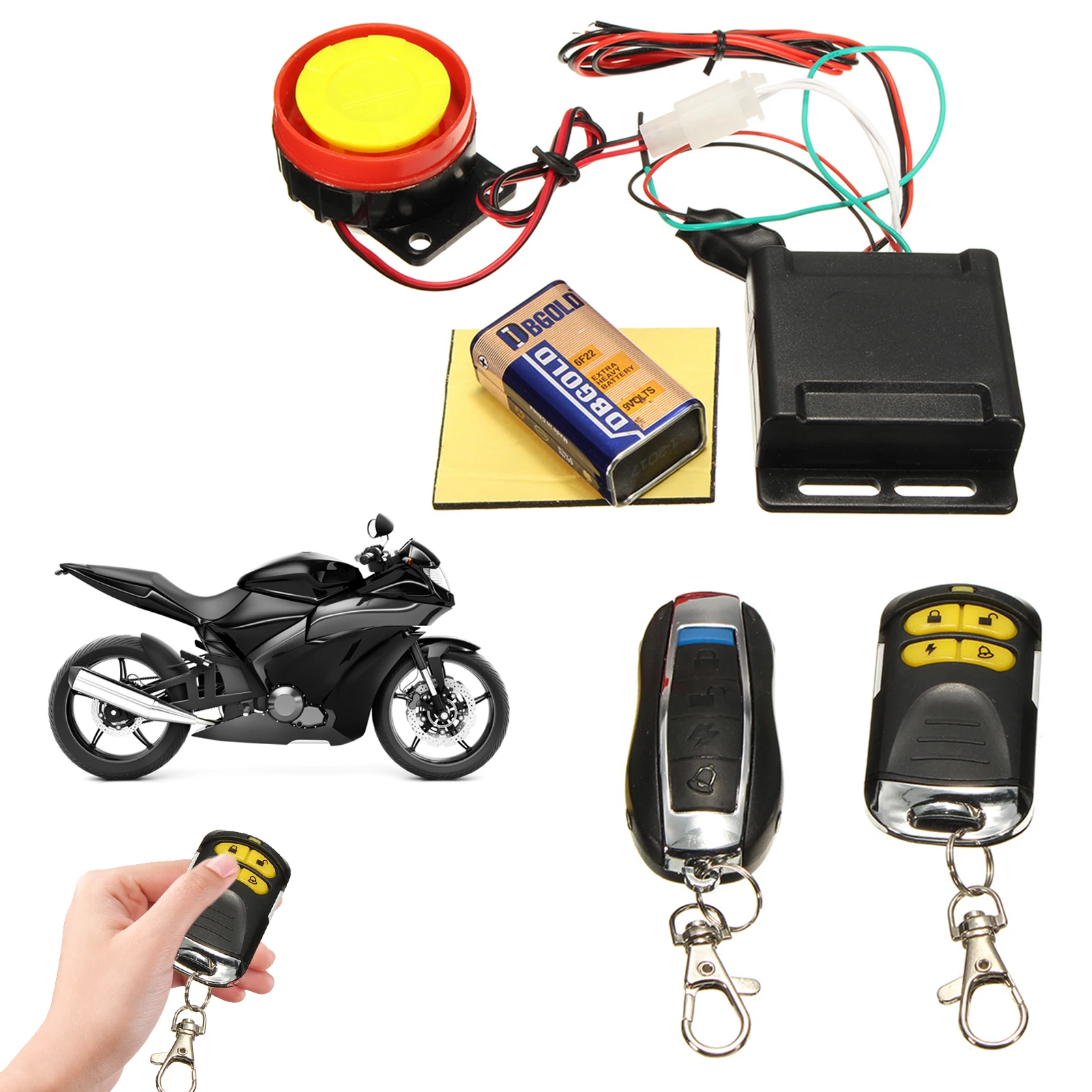 

Motorcycle Anti Theft Alarm High Power Siren Security Alarm System 125dB Remote Control Horn Alarm Warner Adjustable Sensitivity