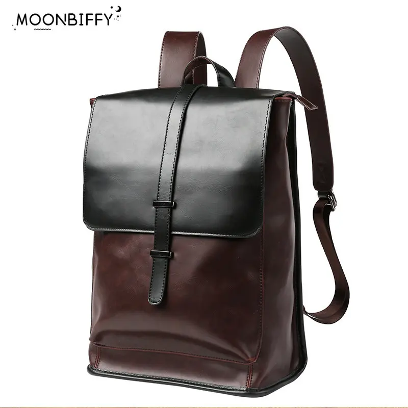 

Мужские дорожные рюкзаки для отдыха из ПУ кожи, повседневные школьные ранцы в стиле ретро, винтажные кожаные портфели для ноутбука для подростков и студентов