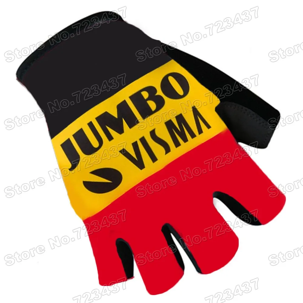 2022 Team Jumbo Visma Cycling Gloves Men Belgium Champion Gel Bicycle Jersey Half Finger Glove Wout van Aert MTB Fietshandschoen |