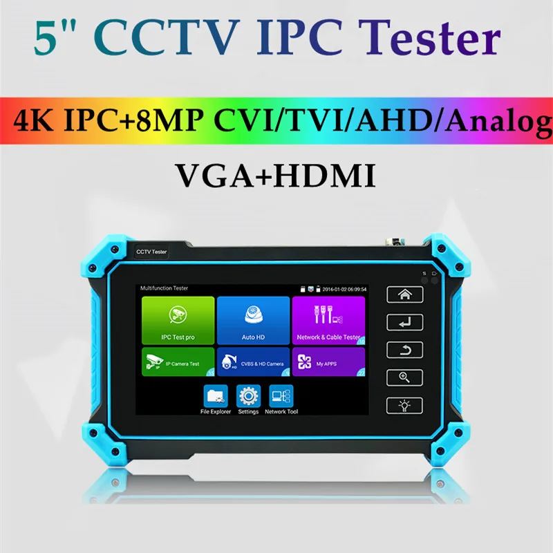 Тестер камеры 5 дюймовый тестер системы скрытого видеонаблюдения 8MP AHD TVI CVI SDI 4K IPC