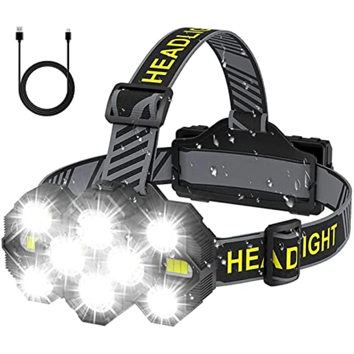 10 LED USB Rechargeable High Power 22000 Lumen Super Bright Head Lamp Powerful Waterproof Head Light with Red Light Fishlight