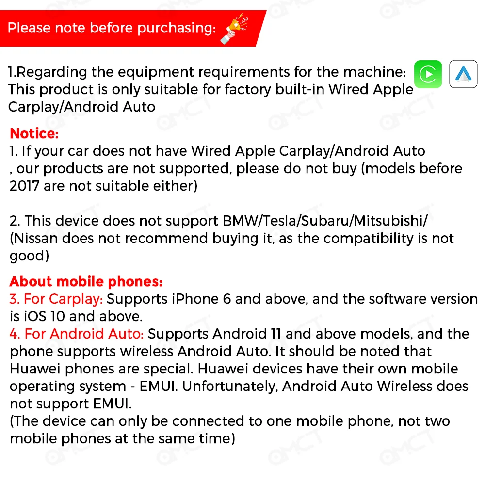 Uposbos Carplay беспроводной адаптер Android Авто 2 в 1 умный ключ автоматическое