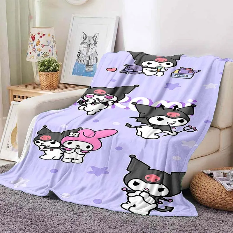 Модное одеяло Hello Kitty Kuromi для дивана мягкое Фланелевое пушистое покрывало