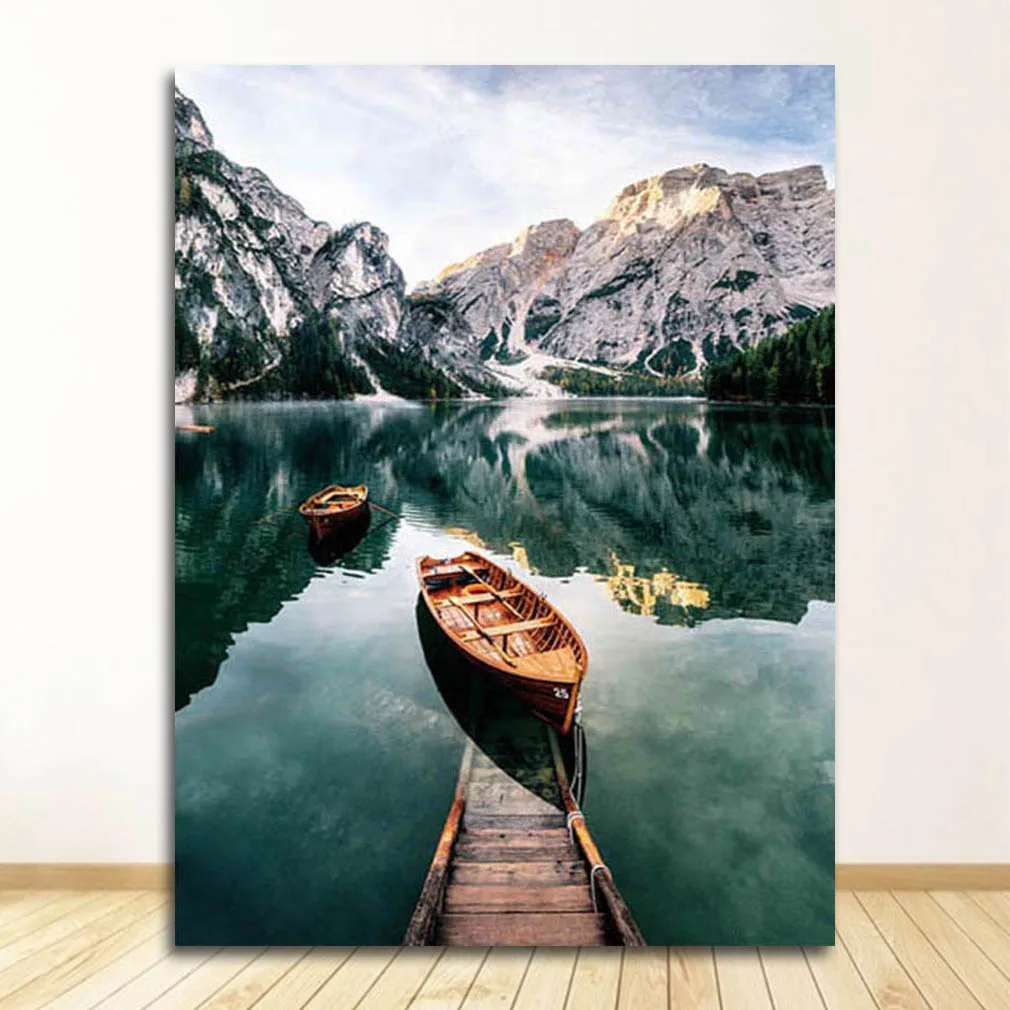 Пейзаж, плакат, природа, декоративная картина для дома, скандинавский туман, лес, олень, животные, холст, Настенная картина, живопись, горное озеро