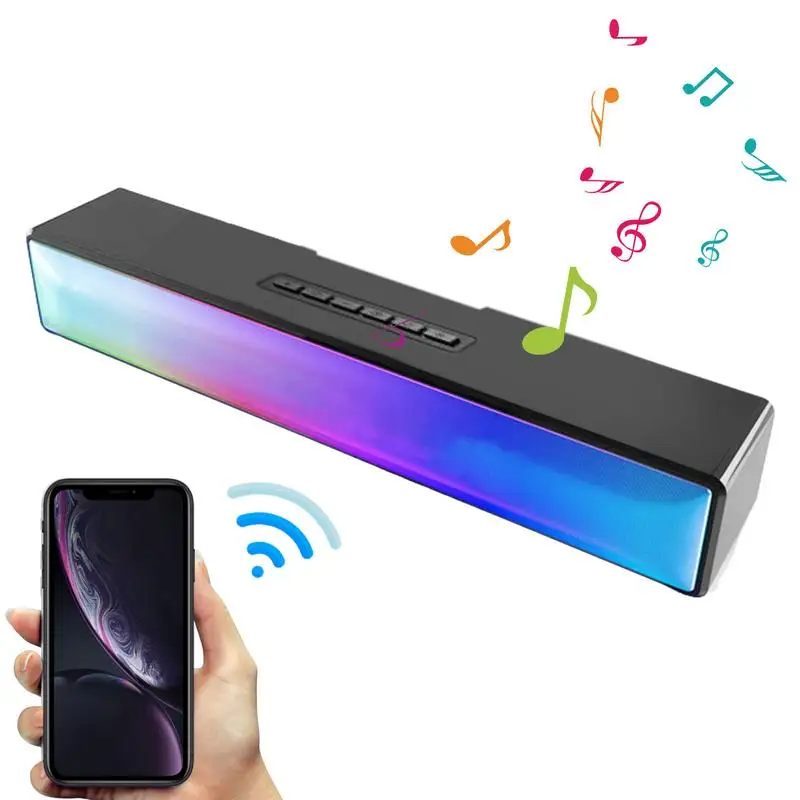 LED Lights Wireless Speaker Lightweight Wireless Speaker With Microphone Portable Speaker Soundbar For Shower Party BBQ Home
