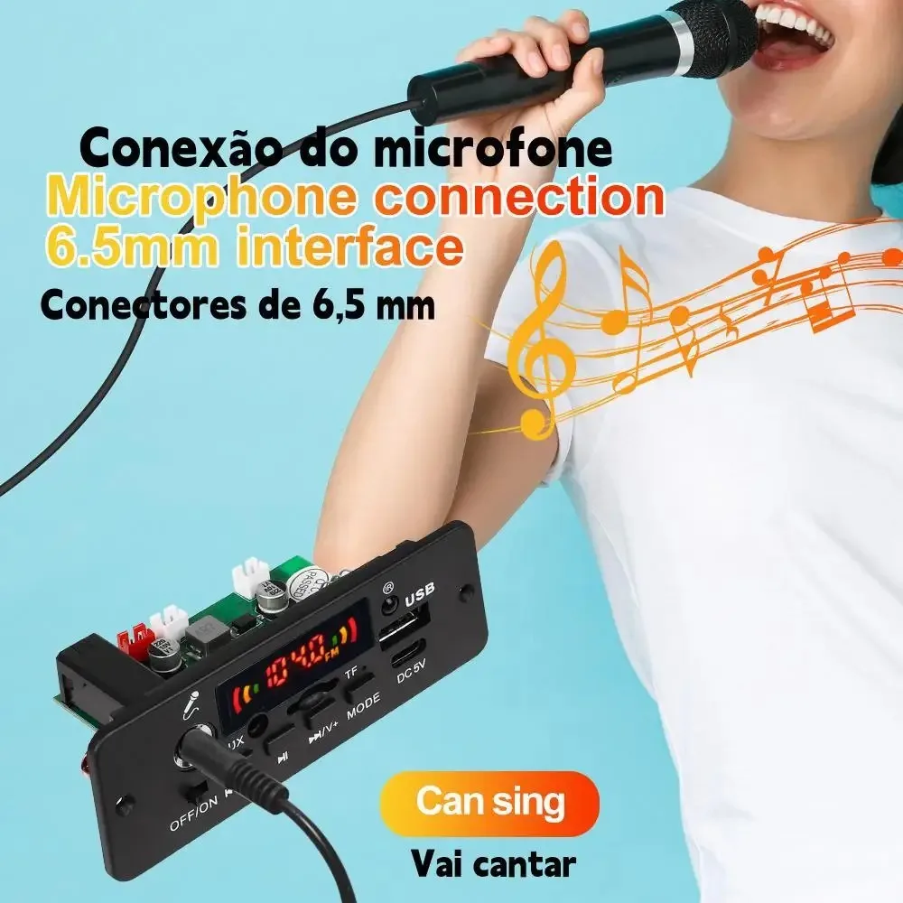 Фото Цифровой усилитель KEBIDUMEI 10W, плата декодера MP3, DC 5V, Bluetooth, FM, поддержка микрофона, автомобильный MP3-плеер с пультом дистанционного управления №3