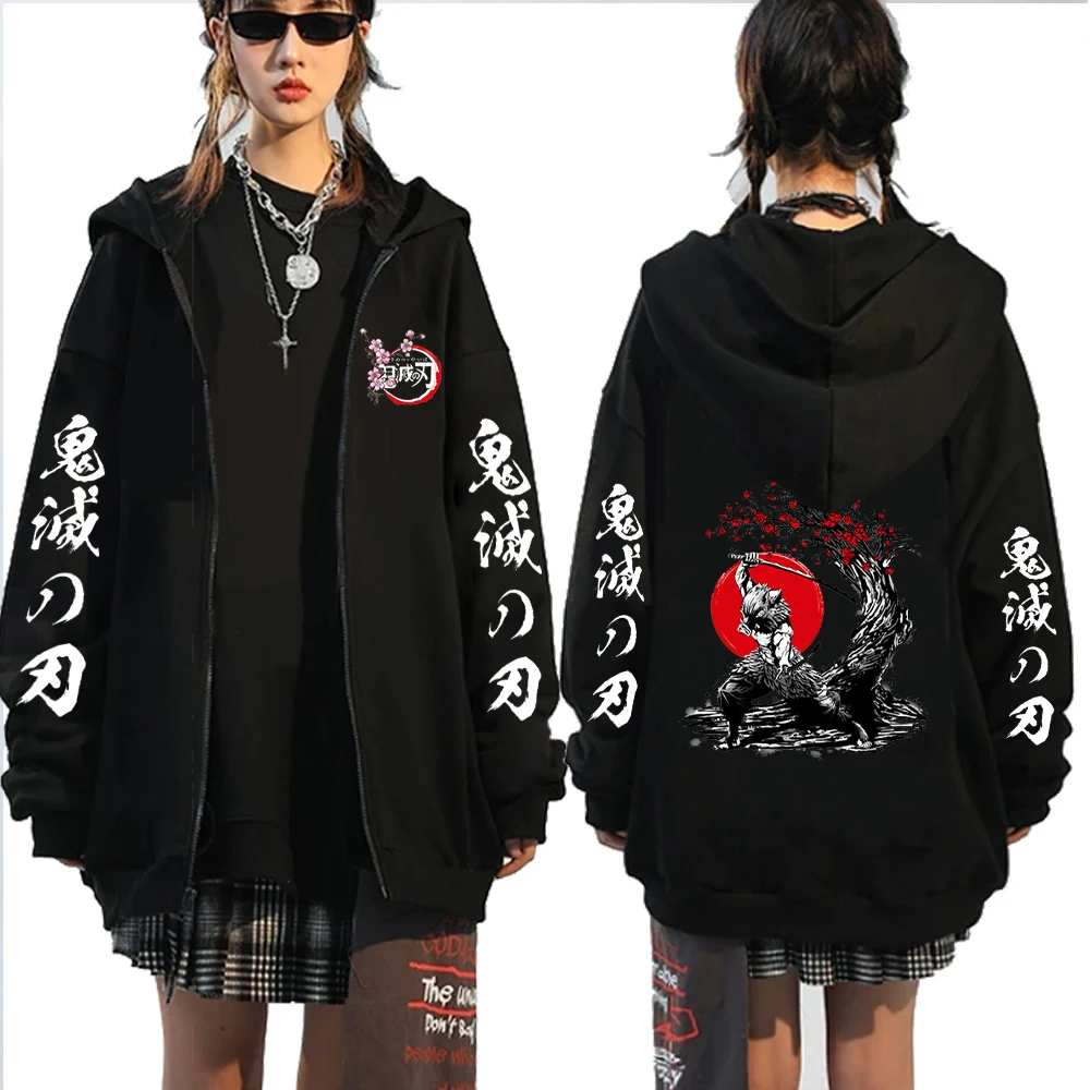 

Anime Hoodie Inosuke Hashibira Demon Slayer Hoodied Zip up Streetwear Harajuku Sweatshirt Kimetsu No Yaiba Men/women Jacket