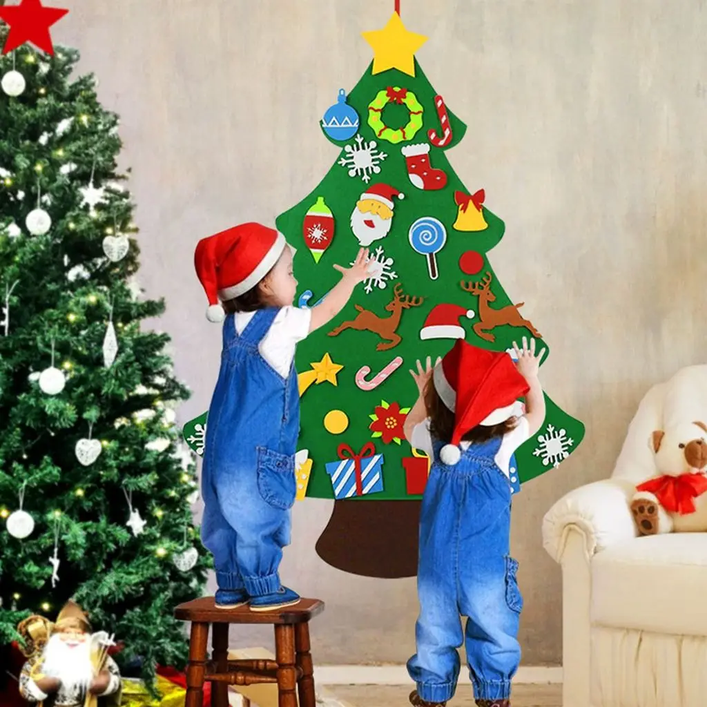 

Многоразовый для детей яркий цвет Счастливого Рождества Сращивание домашние украшения фетровая Рождественская елка подвесные украшения Рождественские подарки