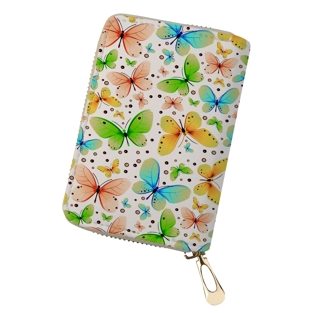 ADVOCATOR Colorful Butterflies Women's Card Bag Anti-theft Zipper ID Credit Card Holder Customized Coin Purse Free Shipping