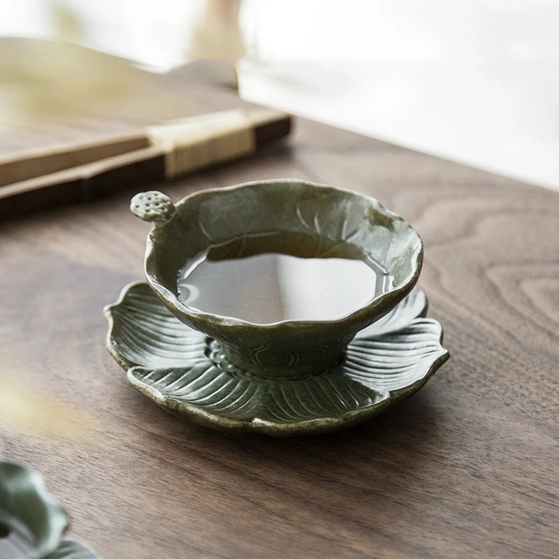 Керамический набор чайных чашек и блюдец ручной работы