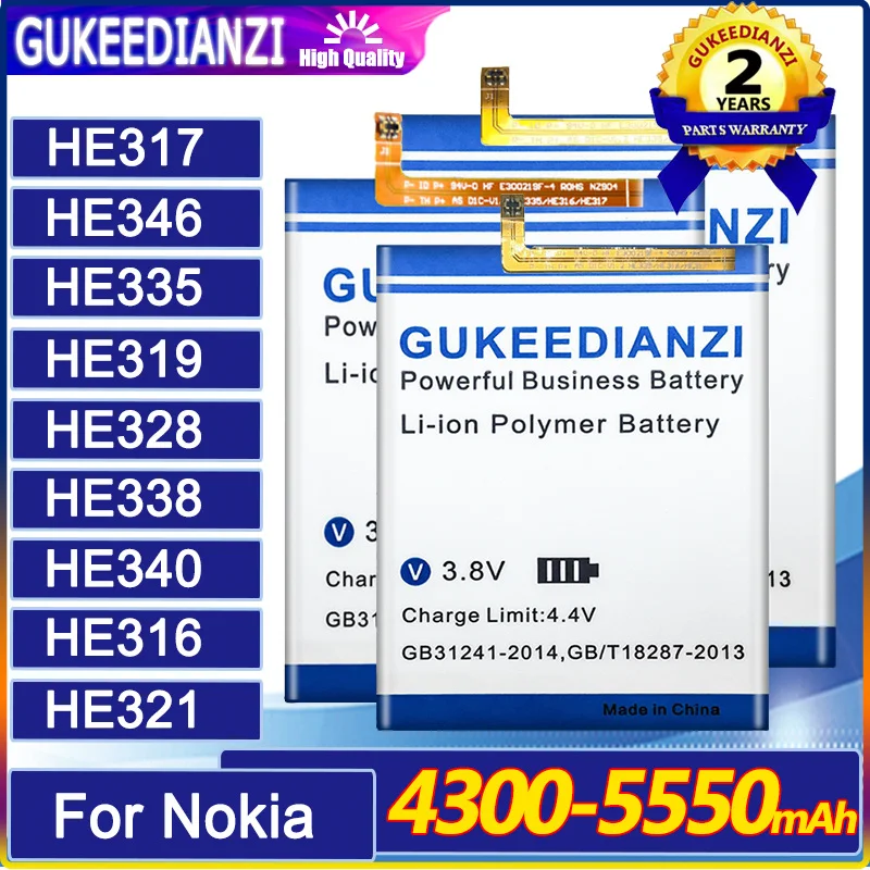 Аккумулятор большой емкости GUKEEDIANZI для Nokia 2 3 5 6 8 7 Plus HE338 HE319 HE321 HE336 HE317 HE335 HE316 HE340 HE346 HE328