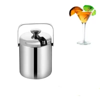 stainless steel ice bucket with lid handle beer bucket ice clip champagne bucket bar tool double wall vacuum design