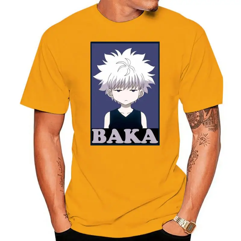 

Классические комиксные футболки Hunter X Hunter Killua Zoldyck Baka с круглым вырезом и коротким рукавом, Классические Японские хлопковые футболки с аниме