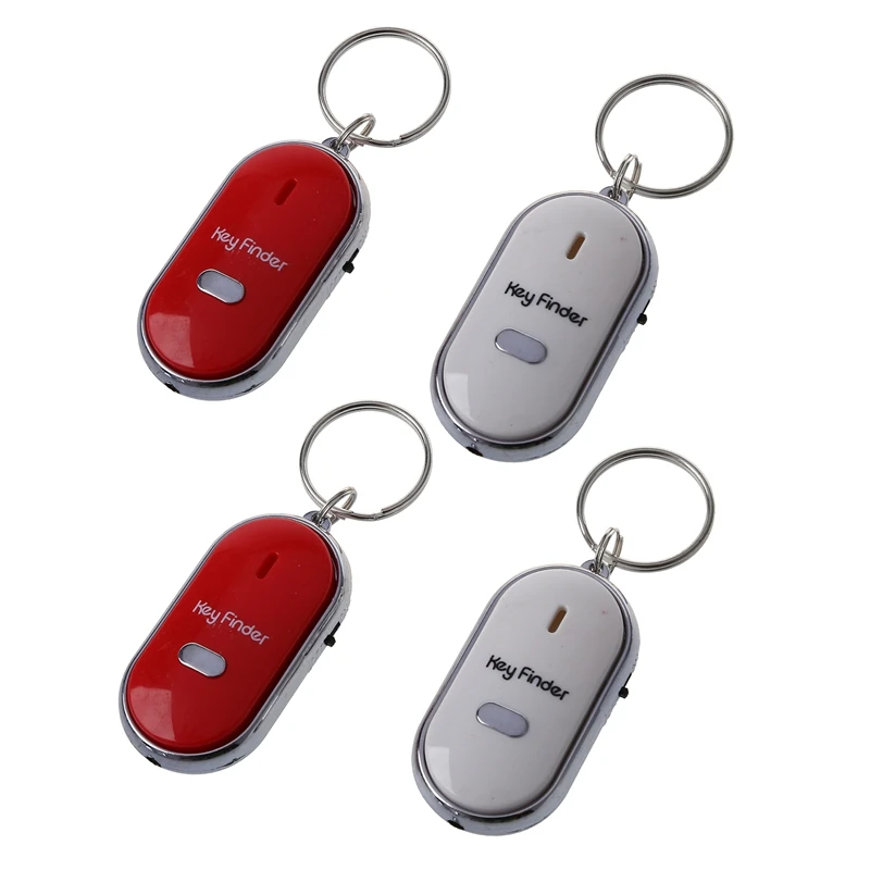 

4Pcs Whistle Lost Key Finder Flashing Beeping Locator Remote Keychain LED Ring