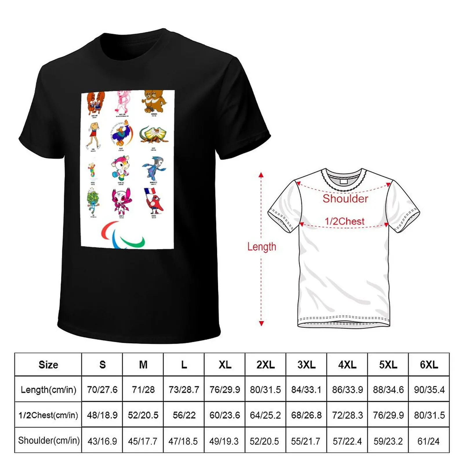 Футболка Paralympics Mascots винтажная рубашка с аниме винтажные рубашки больших