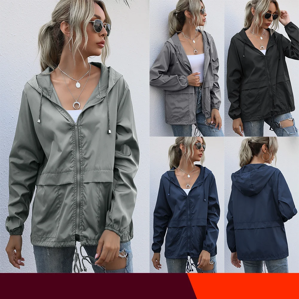 

Women Jacket Tactical Waterproof Windbreaker Jackets Female Hooded Hip-hop Pilot Windproof Coats Women's Outdoor Hiking Raincoat