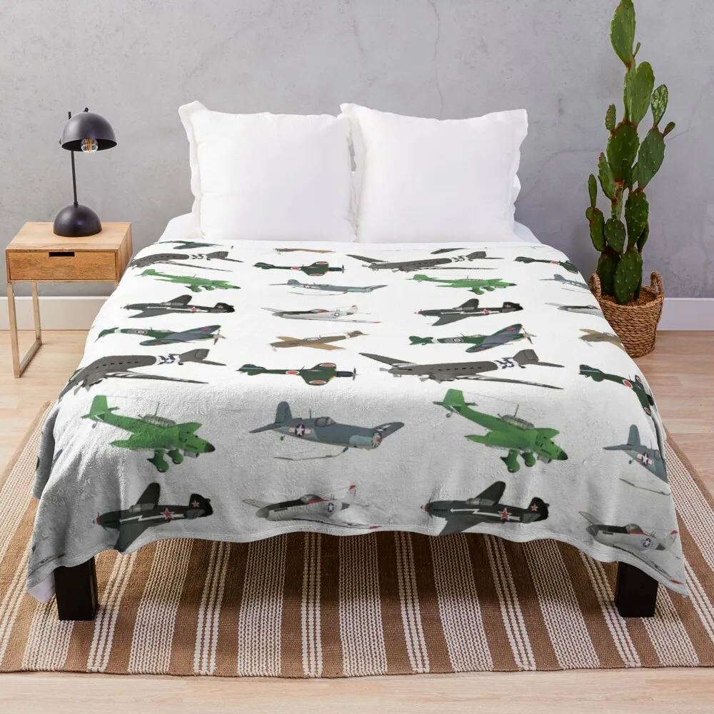

Multiple WW2 Airplanes Throw Blanket Multi-Purpose Large Blanket