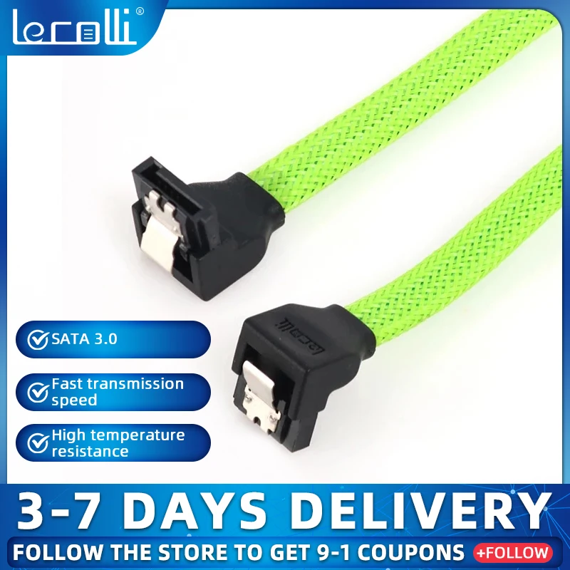 Lecolli 6Pcs 1M SSD HDD 6 Gbps Max Stat 3.0 Hard Disk Data Cable Double Latch Headed To Fexed Data Cable Avoid Loosing Interface