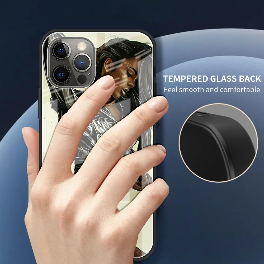 Фото Imetsu No Yaiba стеклянный чехол для iPhone 13 11 12 Pro XR X XS Max 7 8 6 6S Plus SE 2020 с черными краями №3