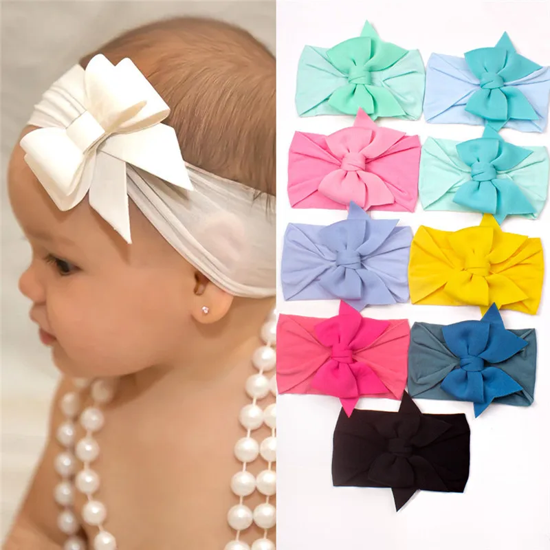 

Infant Baby Elastic Headband Wide-Brimmed Nylon Bow Children's Hair Band