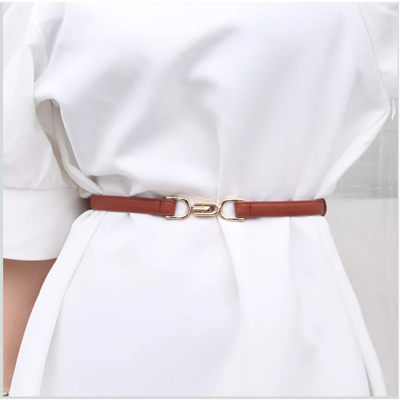 

women All-match Plain Waistband Leather Belt Simple Design Belt Thin Belt Decorative Dress Sweater Coat Waist Small Belt 2022