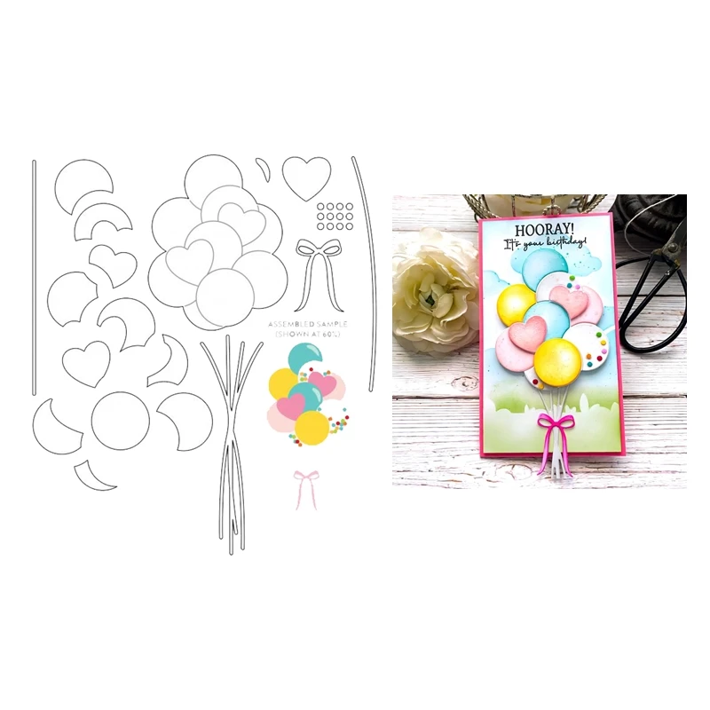 

2023 New Arrival Balloon Bouquet Festival Decoration Metal Cutting Dies Scrapbooking for Paper Making Frames Card Craft no Stamp