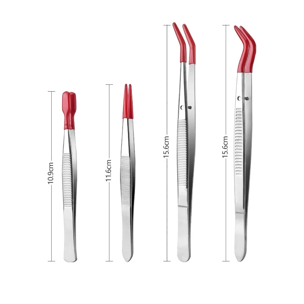 

Аксессуары, не забрудющиеся длинные пинцеты, инструменты, набор нержавеющих пинцетов с ПВХ-покрытием, резиновые наконечники из нержавеющей стали, пинцеты