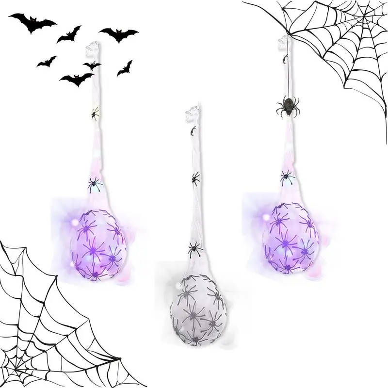 

Fake Spider Web Egg Decoration Halloween Lighted Decoration Spider Web Light Up Decor With Halloween Ghost Scary Party Supplies