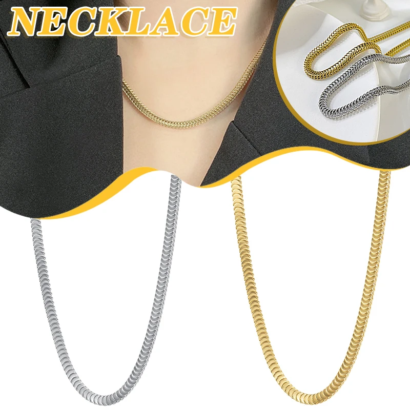 

Stainless Steel Snake Bone Chain Necklace Women Girls Temperament Clavicle Chain Simple Choker Trendy Jewelry Accessories